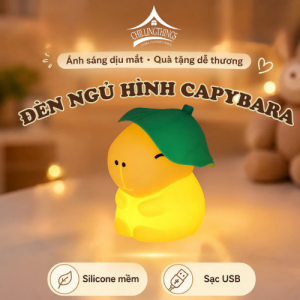 đèn ngủ silicon capybara đội lá