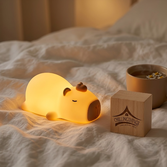 đèn ngủ silicon capybara nằm lười