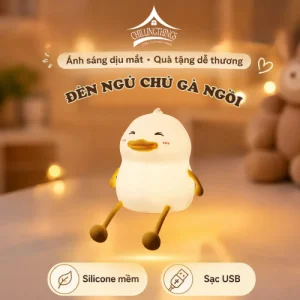 đèn ngủ silicon chú gà ngồi